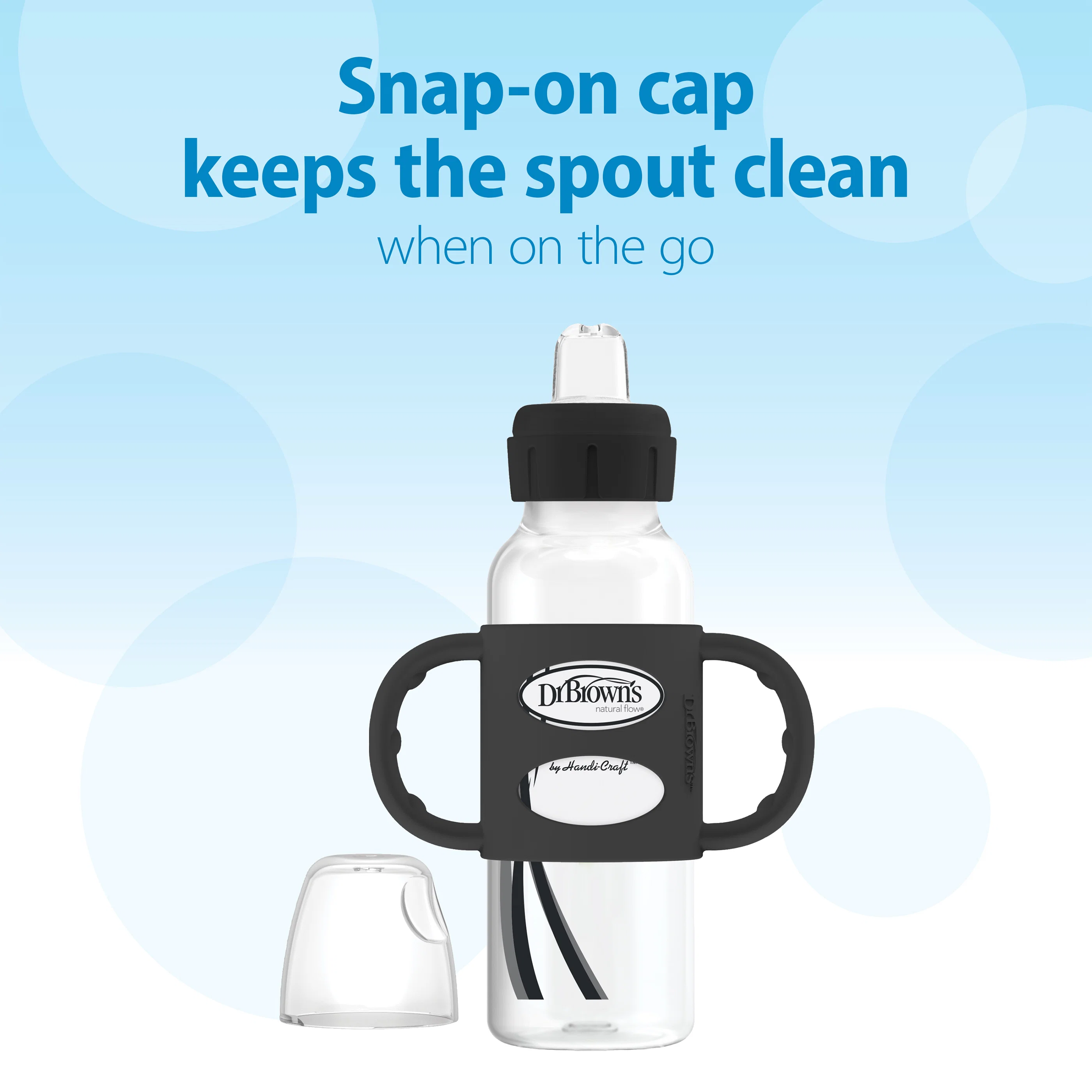 Dr. Brown's Milestones Narrow Sippy Spout Bottle with Silicone Handles, 8 oz/250 mL - Image 3