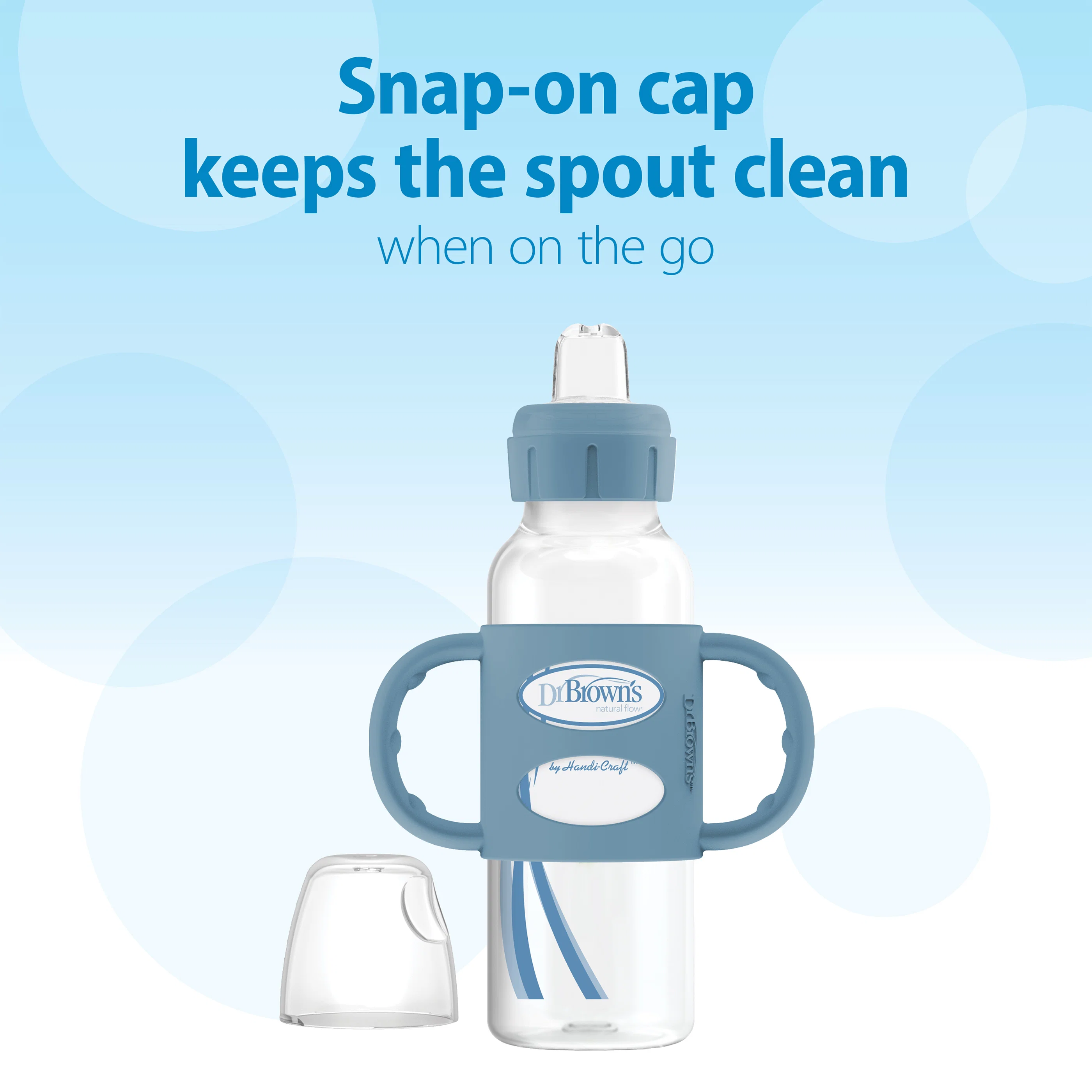 Dr. Brown's Milestones Narrow Sippy Spout Bottle with Silicone Handles, 8 oz/250 mL - Image 3