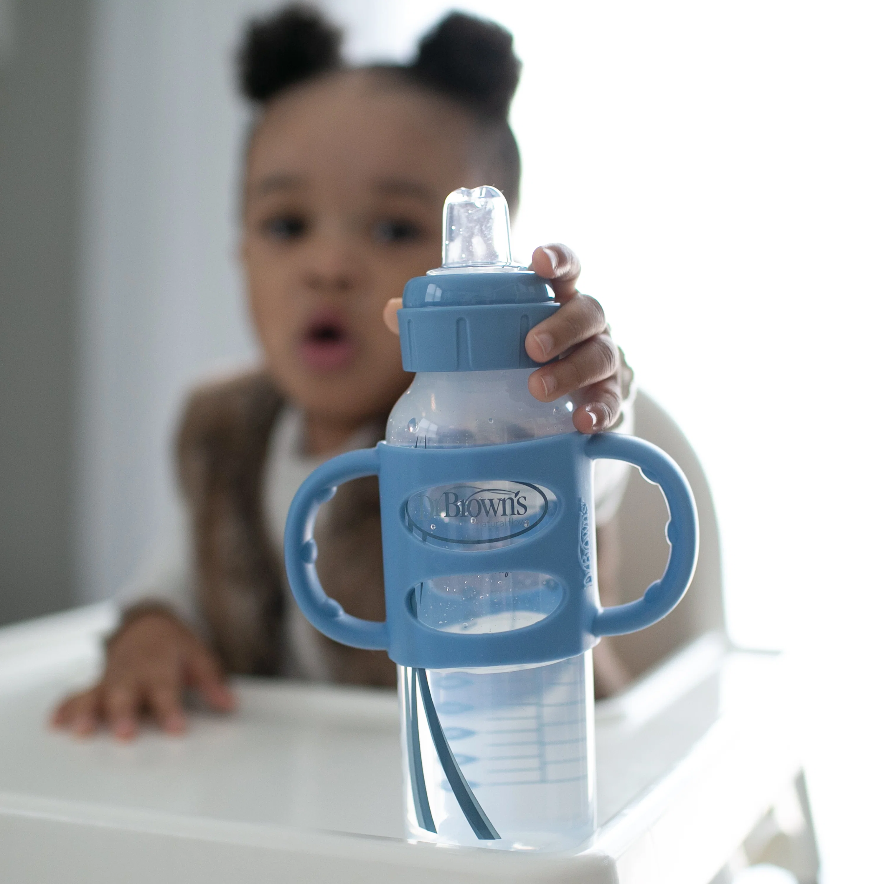 Dr. Brown's Milestones Narrow Sippy Spout Bottle with Silicone Handles, 8 oz/250 mL - Image 4