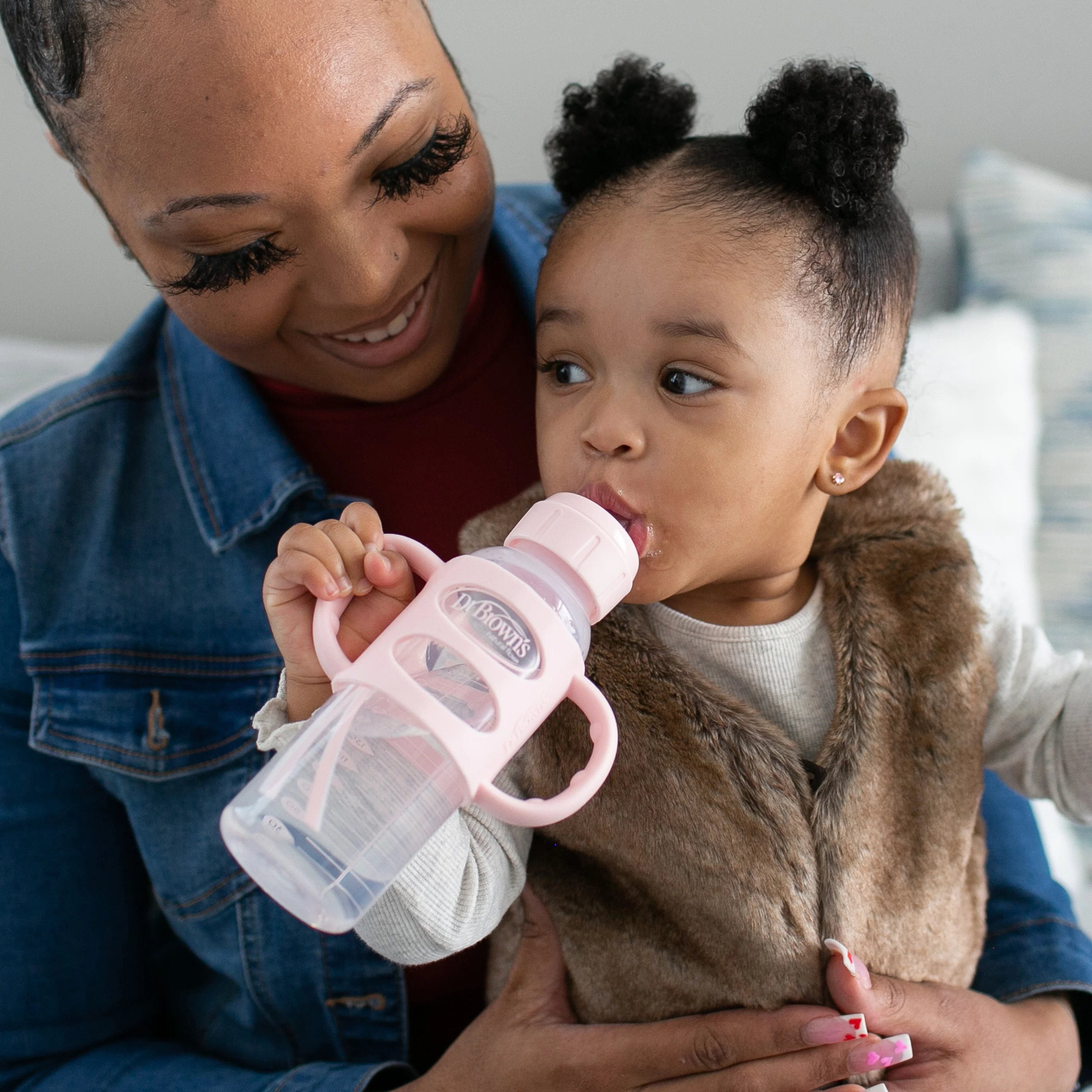 Dr. Brown's Milestones Narrow Sippy Spout Bottle with Silicone Handles, 8 oz/250 mL - Image 4
